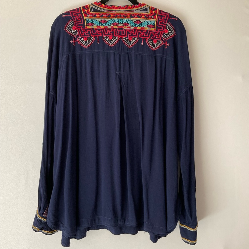 Johnny Was Biya Sucia Challis Blouse Embroidered Long Sleeve Tunic Large - Picture 6 of 15